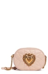 Dolce & Gabbana Devotion Leather Camera Bag With Heart Medallion In Pink