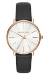 Michael Kors Women's Pyper Rose Goldtone & Leather Strap Watch