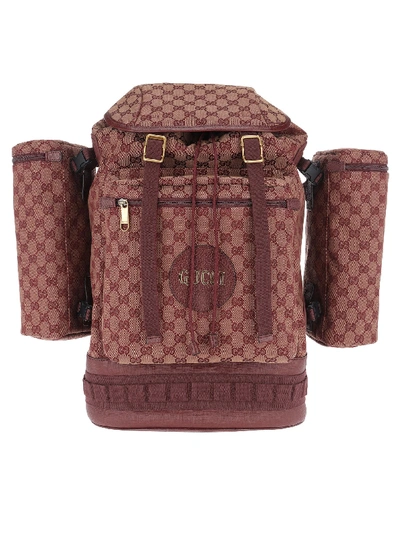 Gucci Large Gg Canvas Backpack In Cherry Red