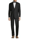 Saks Fifth Avenue Men's Classic Fit Peak Lapel Wool Suit In Black