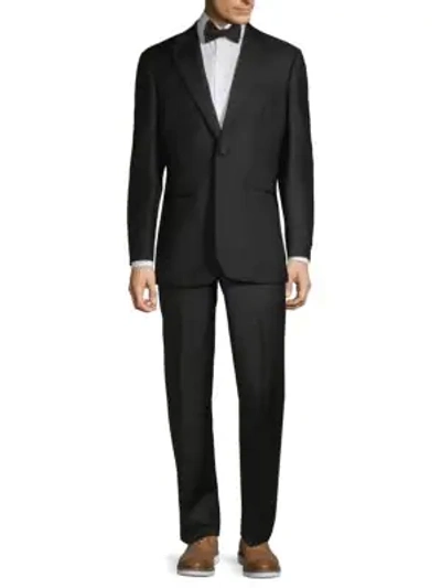 Saks Fifth Avenue Men's Classic Fit Peak Lapel Wool Tuxedo In Black