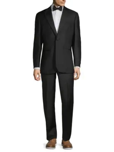 Saks Fifth Avenue Men's Classic Fit Peak Lapel Wool Suit In Black