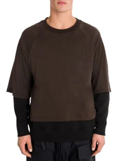 Ben Taverniti Unravel Project T-shirt Layered Pullover In Dark Brown