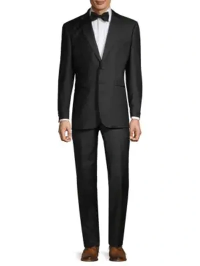 Saks Fifth Avenue Men's Wool Two-button Notch-lapel Classic Fit Tuxedo In Black