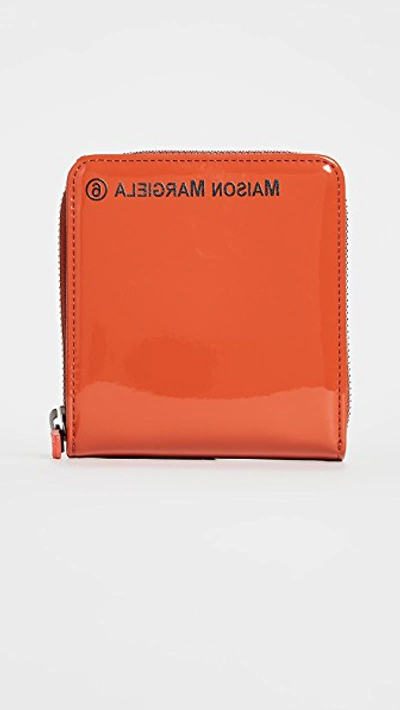 Mm6 Maison Margiela Small Zip Wallet In Vermillion Orange