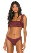 Eberjey So Solid Jane Ruffle Bandeau Bikini Top In Port