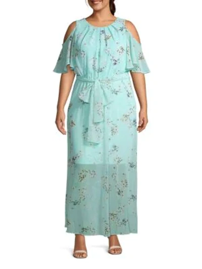Calvin Klein Plus Floral-print Maxi Dress In Seas Multi