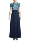 JS COLLECTIONS EMBROIDERED ILLUSION FLARE GOWN,0400011030236