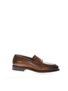 SANTONI BROWN LEATHER LOAFERS,MCHI12693PC4N GTHS49