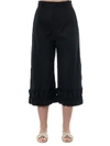 MONCLER GENIUS BLACK WIDE COTTON PANTS WITH RUFFLES,10960944