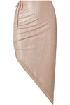 ADRIANA DEGREAS MARTINI ASYMMETRIC RUCHED RIBBED LAMÉ SKIRT