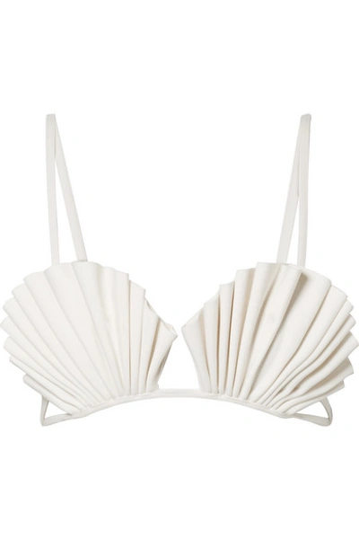 Adriana Degreas Coquillage Pleated Stretch-neoprene Bra Top In White