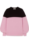 ALEXANDER MCQUEEN TWO-TONE RIBBED CASHMERE SWEATER