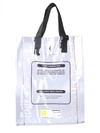 Marcelo Burlon County Of Milan Warning Transparent Pvc Shopping Bag In White