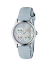 GUCCI WOMEN'S G-TIMELESS CONTEMPORARY CATS STAINLESS STEEL & LEATHER STRAP WATCH,0400010926840
