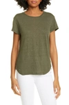Frame Classic Crew Linen Tee In Army Green