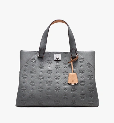Mcm Essential Tote Bag In Monogram Leather In Charcoal ModeSens