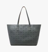 Mcm Klara Monogram Shopper In Leather In Gray