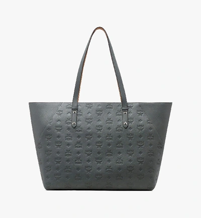Mcm Klara Monogram Shopper In Leather In Gray