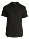 John Varvatos Men's Short Sleeve Cotton Button-down Shirt In Black