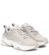 Nike M2k Tekno Tonal White Leather Sneakers In Grey