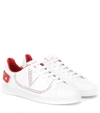 Valentino Backnet Leather Sneakers In White
