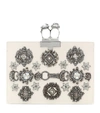 ALEXANDER MCQUEEN JEWELLED SMALL DOUBLE-RING LEATHER CLUTCH,P00382044
