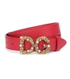 DOLCE & GABBANA EMBELLISHED LEATHER BELT,P00371046