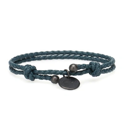 Bottega Veneta Intrecciato Leather Bracelet In Blue