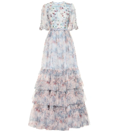 Costarellos Embellished Floral Organza Gown In Multicoloured