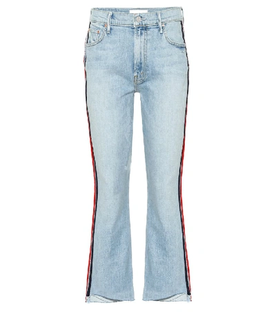 Mother The Insider High Waist Crop Step Fray Hem Bootcut Jeans In Thanks Again Racer