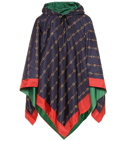 Gucci Reversible Printed Nylon Poncho In Blue