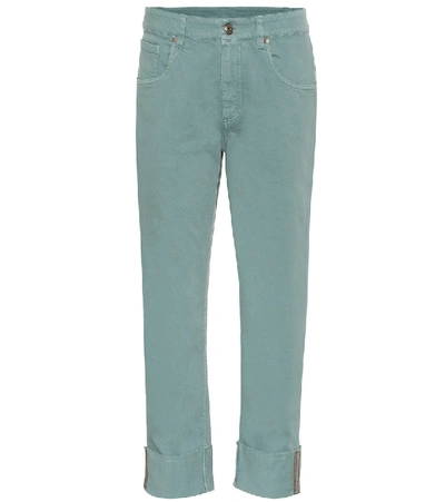 Brunello Cucinelli High-rise Cropped Jeans In Blue