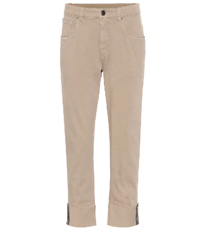 Brunello Cucinelli High-rise Cropped Jeans In Beige