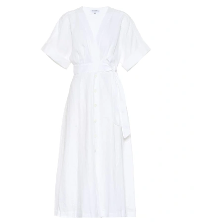 Equipment Nauman Belted Linen Midi Dress In Bright White