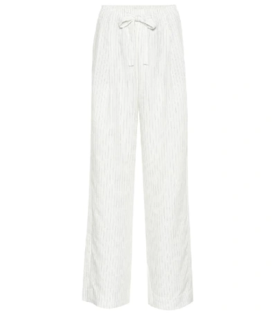 Vince Striped Linen-blend Trousers In White