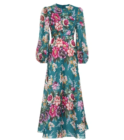 Zimmermann Allia Floral-print Linen Maxi Dress In Emerald Floral | ModeSens