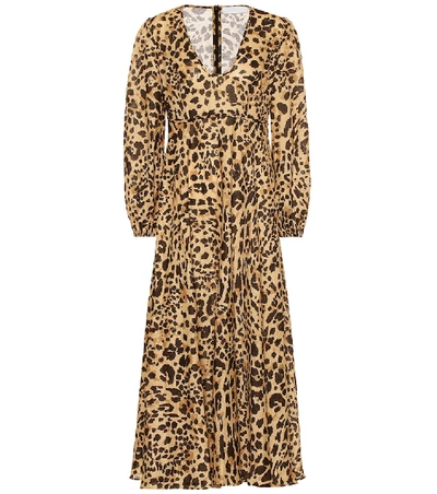 Zimmermann Veneto Leopard-print Linen Dress In Beige,black