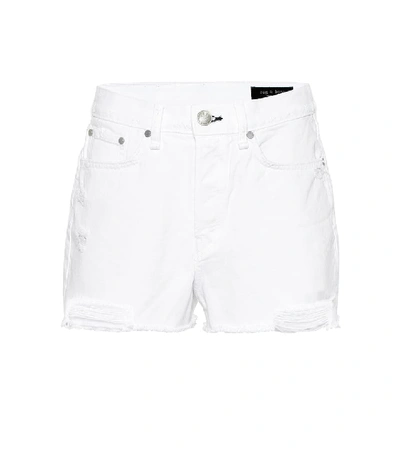 Rag & Bone Maya Distressed Denim Shorts In White
