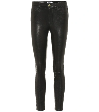 FRAME LE HIGH SKINNY LEATHER PANTS,P00400262