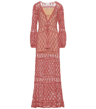 Anna Kosturova Bianca Crochet Cotton Dress In Pink