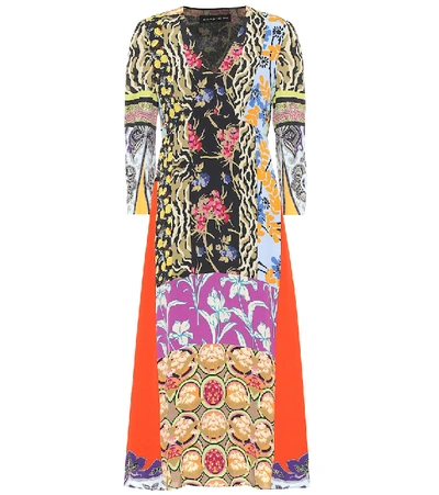 Etro Patchwork-effect Printed Crepe De Chine Midi Dress In Green