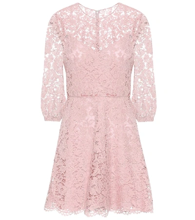 Valentino Scalloped Lace A-line Minidress In C57-pink