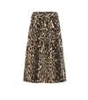 BURBERRY Leopard-printed stretch silk skirt,P00381350