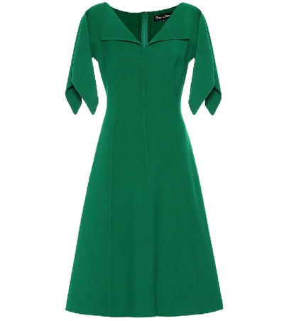 Oscar De La Renta V-neck Slit-sleeve Dress In Green