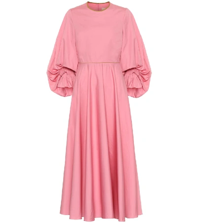 Roksanda Fife Balloon-sleeve Cotton-poplin Dress In Pink