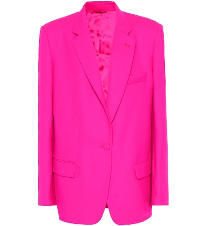 Attico Single-breasted Wool-blend Twill Blazer In Pink