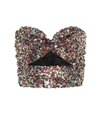 Attico Cutout Sequined Tulle Bustier Top In Multicoloured