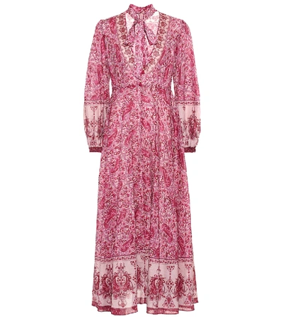 Zimmermann Amari Plunge Cotton Maxi Dress In Pink