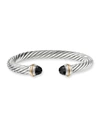 David Yurman Cable Bracelet With Gemstone And 14k Gold In Silver, 7mm In Faceted Onyx